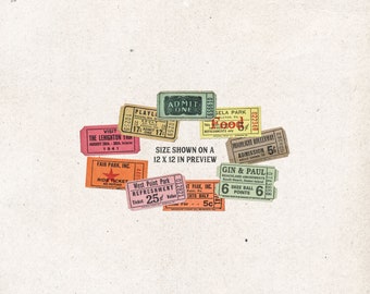 Printable Vintage Tickets, Instant Download, Commercial Use
