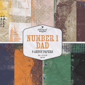 Papier numérique pour scrapbooking, techniques mixtes, cadeau fête des pères, pour lui, téléchargement immédiat, arrière-plans peints