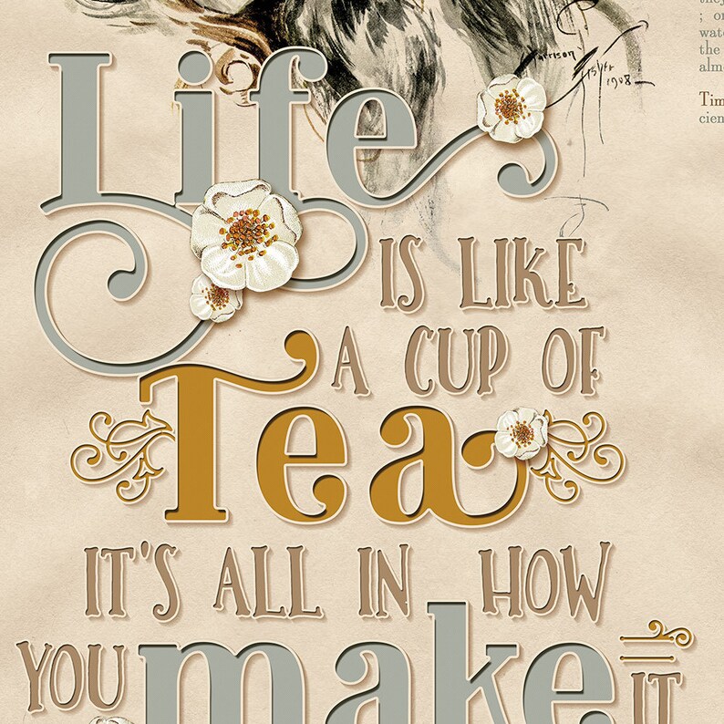 Kitchen Decor, Digital Download, Printable Wall Art, Victorian Style, Home Decor, Tea, Cakes, Recipes, Motivational Quote, Vintage Lady image 4