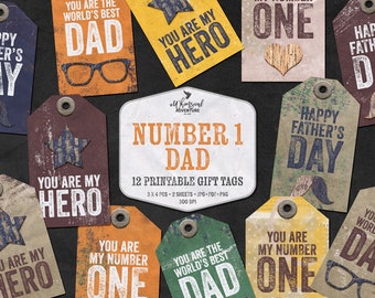 Tags, Father's Day, Digital Download, Printable Collage Sheet, Gift For Him, DIY Printable Tags, Printable Labels, Gift For Dad Idea