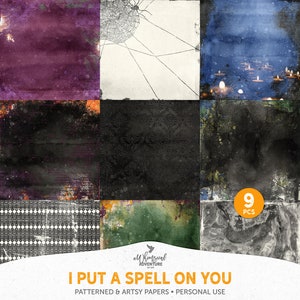 Scrapbook Paper, Halloween Digital Backgrounds, I Put A Spell On You, Spiders And Cobwebs, Tea Light Candles, Instant Download