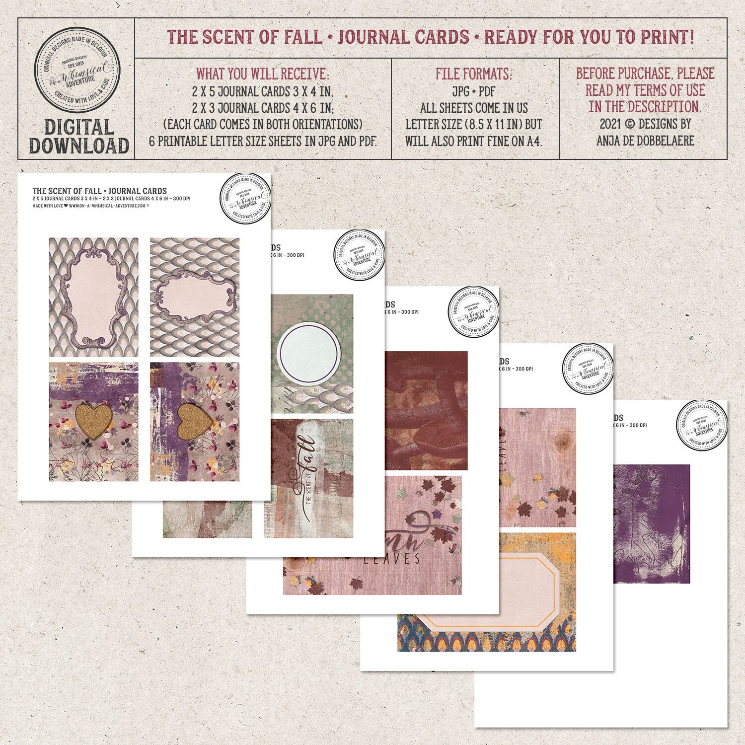 Printable Journal Cards for Scrapbook Pages, Fall Themed Digital ...