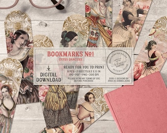 Bookish Gifts, For Women, Sheet Music, Gypsy Soul, Boho Chic, Bookworm, Book Lovers Gift, Printable Bookmarks For Adults, For Music Lovers