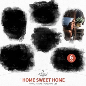 Handgemaakte fotomaskers, geschilderde knipmaskers, Home Sweet Home, Hygge Home, digitale scrapbooking, sjabloon fotoboek, Instant Download