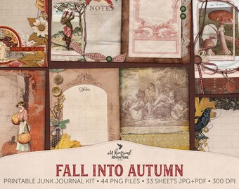 Harvest Junk Journal, Moon Journal Printable, Mabon Grimoire Junk Journal Kit, Whimsical Digital Art, Wheel Of The Year, Autumn Equinox
