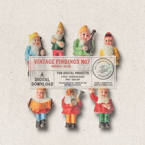Gnomos, Jardim de fadas, Clipart de primavera, Sete anões, Imagens de clipart de uso comercial OK, Topper de gnomo, Tema de conto de fadas, Download instantâneo