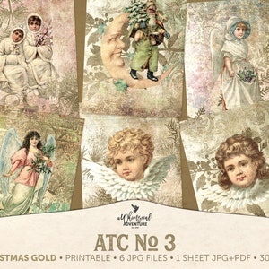 Christmas ATC Printable, Victorian Christmas Ephemera, Xmas  Paper Crafting, Victorian Junk Journal Pages, Christmas Embellishments Tags