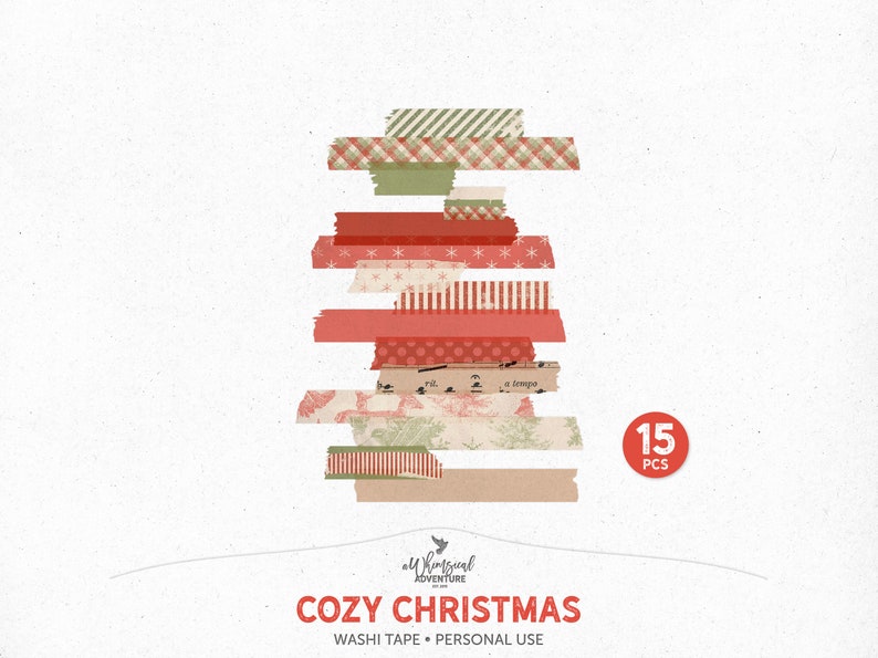 Christmas Washi Tape Set, Digital Scrapbook Elements, Instant Download, Digital Scrapbooking, Decorative Tape, Planner Tape, Gift Wrap Tape image 1