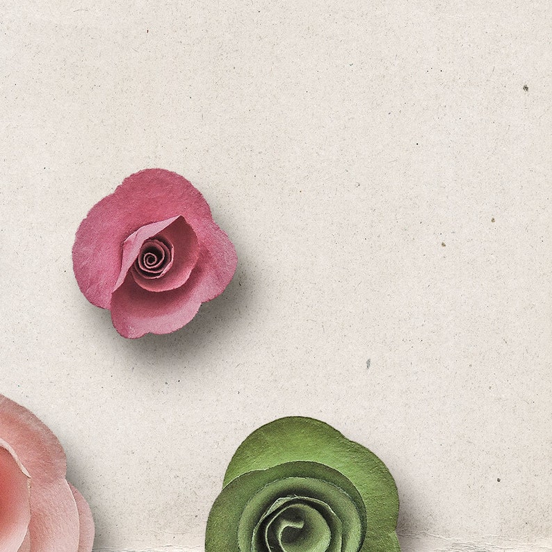 Digital Rose Clipart, Paper Roses, Paper Flowers, Commercial Use OK, Digital Download, Digital Scrapbooking Elements, Rolled Paper Roses image 4