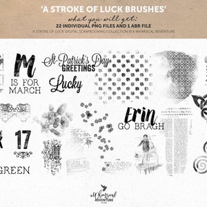 Vintage Brushes Photoshop, St Patty, St Patrick's Day, Celtic Knot, Lucky Clover, Shamrock, Instant Download, Digital Scrapbook Elements image 2