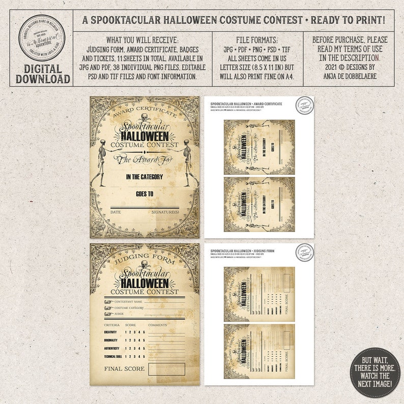 Costume Contest Printable Forms Ideas for Halloween Etsy