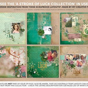 A Stroke Of Luck Digital Paper, Printable Shamrock Scrapbook, Patterned Artsy Paper, Irish Ephemera, Lucky Paper Crafting, DIY Junk Journal image 3