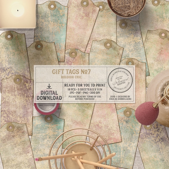 Gift Label Journal Embellishments Scrapbook Tag Shabby Chic 1920/'s Unique Handmade