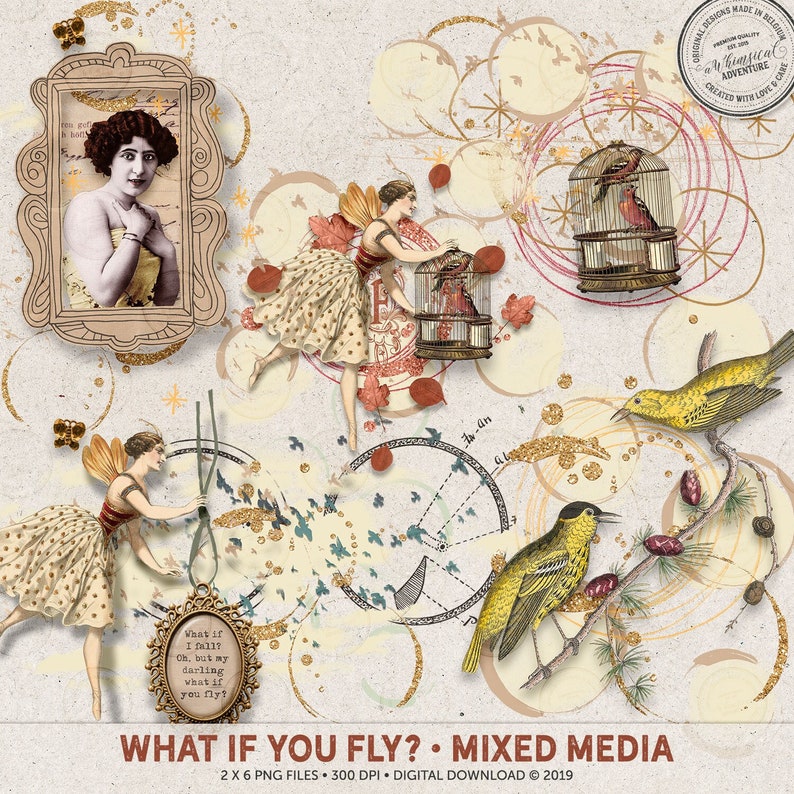 Clustered Digital Scrapbook Elements Mix What If You Fly image 1
