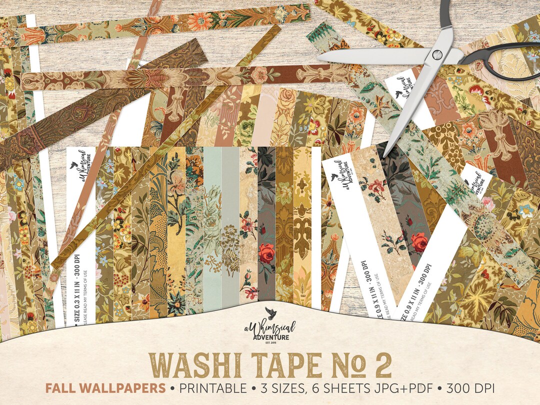 Digital Printable Fall Washi Tape Stickers Set, Instant Download ...
