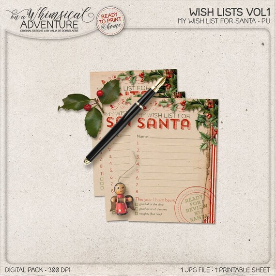 wish list for santa printable instant download digital etsy download wish list