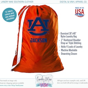 College Laundry Bags / Personalized Senior Gift / Collegiate Student Gift Bag / Grey Duffle Graduation Gift / Dorm Room Laundry Basket / USA