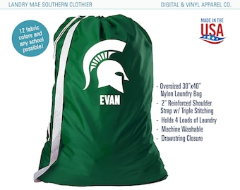 Collegiate Laundry Bags / Personalized Senior Gift / College student gift bag / Purple Tote Graduation Gift / Dorm Room Laundry Basket / USA