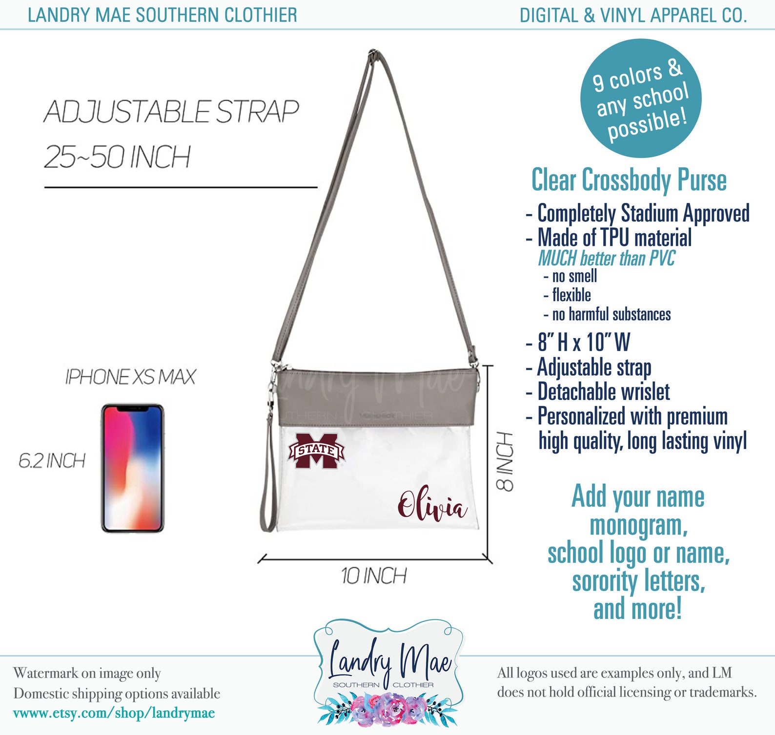 Clear Crossbody Purse Stadium Approved Bag / Personalized Etsy UK