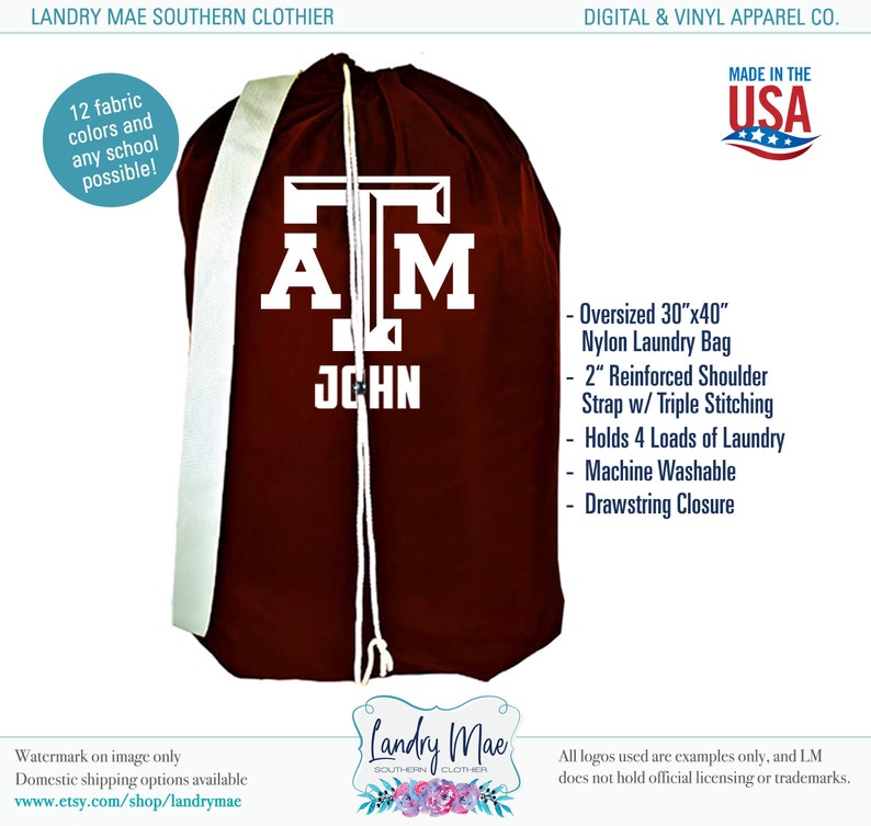 College Laundry Bags / Personalized Senior Gift / Collegiate Etsy
