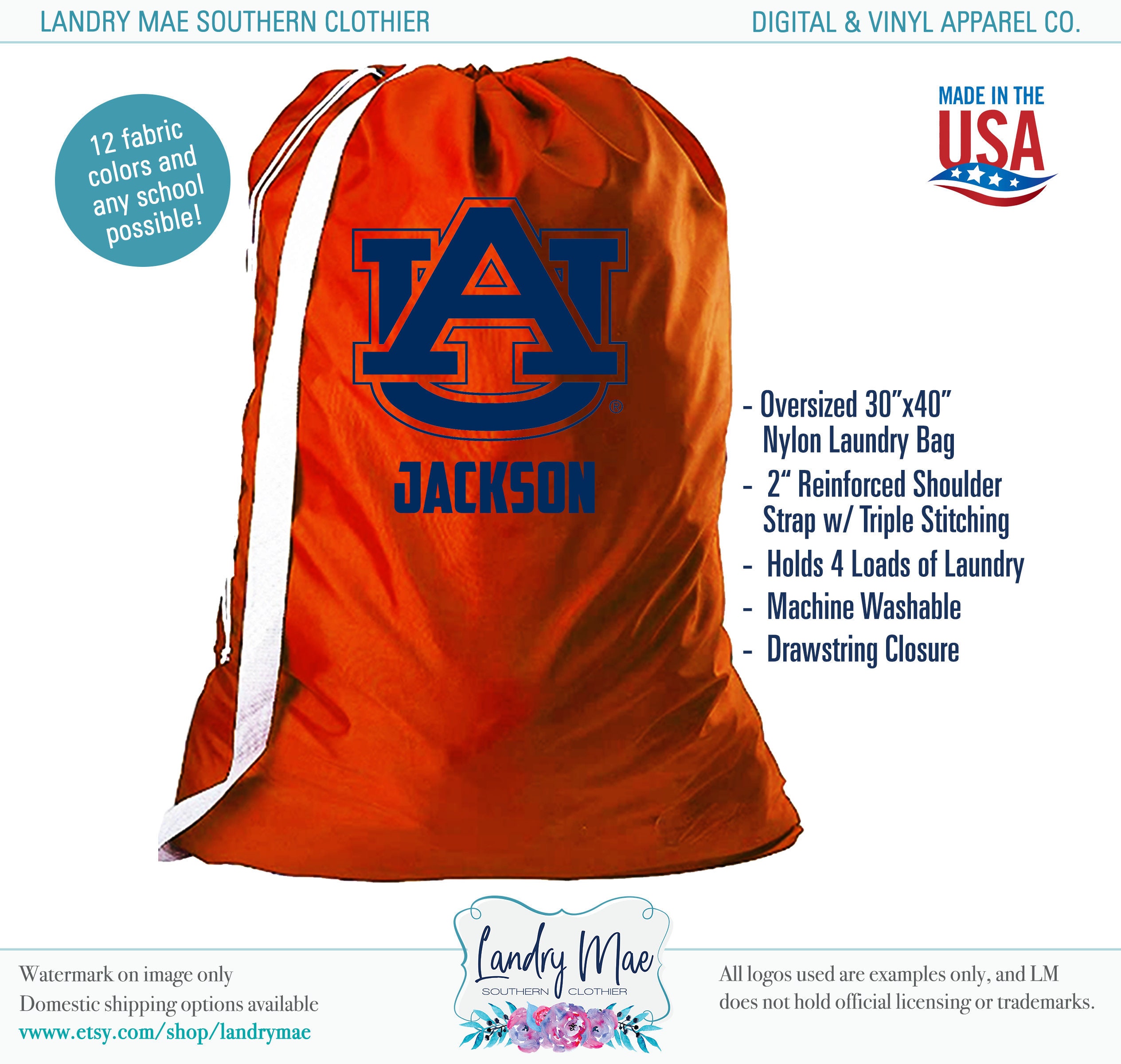 College Laundry Bags / Personalized Senior Gift / Collegiate Etsy