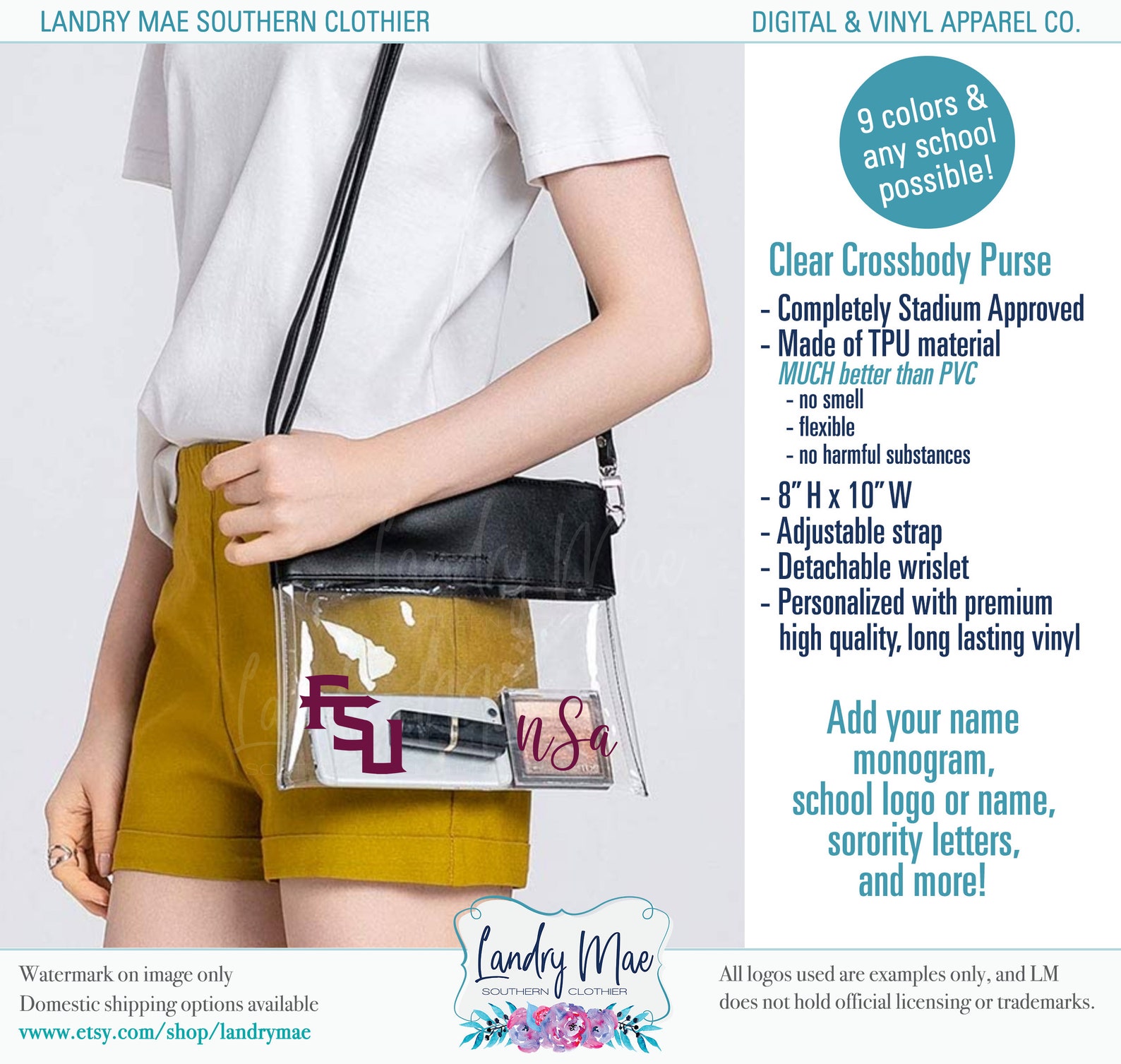 Clear Crossbody Purse Stadium Approved Bag / Personalized Etsy