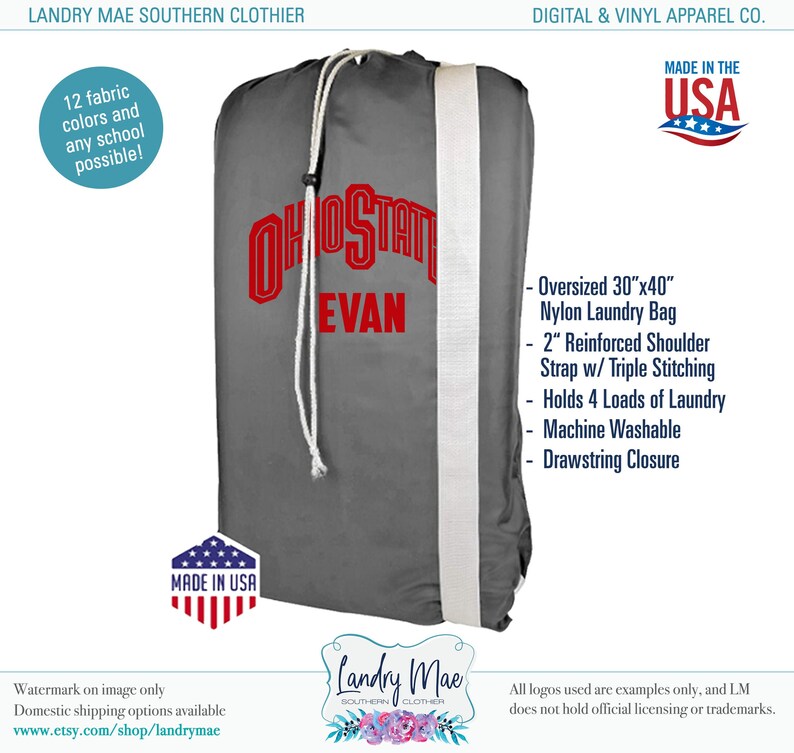 College Laundry Bags / Personalized Senior Gift / Collegiate Etsy