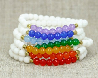7 chakra bracelet set Chakra jewelry Chakra stone bracelet Balance bracelet Reiki healing crystal Meditation bead Yoga jewelry Yoga gift