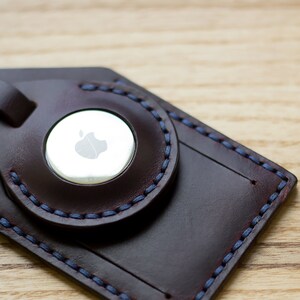 Étui personnalisé pour AirTag et/ou étiquette de bagage en cuir Horween bordeaux chromexcel / Apple Air Tag, porte-clés pour étiquette de bagage