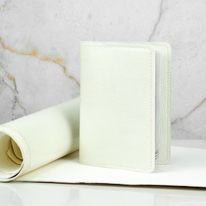 Leather Passport Cover Cream milk white color Elephant trunk snake / Personalized Handmade / Luxury Gift, passport cover holder, Travel gift