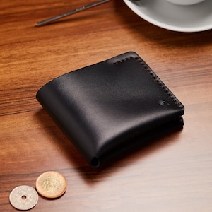 Carteira de couro Horween Black Chromexcel / carteira de couro masculina / carteira Horween / carteira de couro de uma peça / feita à mão Arpa