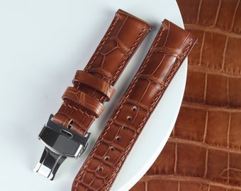 Light Brown Alligator watch strap band Tan / 100% handmade from alligator leather/ 22 mm, 20 mm, 18 mm, 16 mm, 14 mm, 12 custom sized