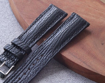Bracelet En Cuir Véritable 20mm Fabriqué En Espagne - Modèle Classique Homme, Noir, Neuf Avec Étiquettes