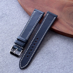 Navy blue Horween Chromexcel leather watch strap band / 100% handmade from full-grain leather  / 24 mm, 22 mm, 20 mm, 18 mm custom sized