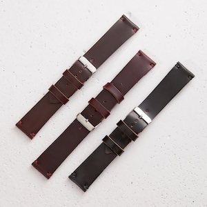 Shell Cordovan One Layer watch strap band in Whiskey Tan Horween leather / 100% handmade / 22 mm, 20 mm, 18 mm, 16 mm, 14 mm, 12 custom image 10