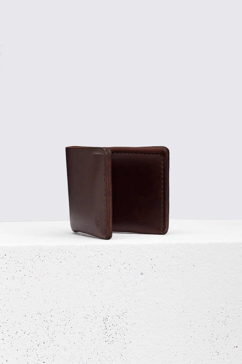 Cartera Horween en piel Chromexcel Marrón / Bifold fabricada en una sola pieza de piel / para hasta 16 tarjetas y efectivo / hecha a mano Arpa imagen 4