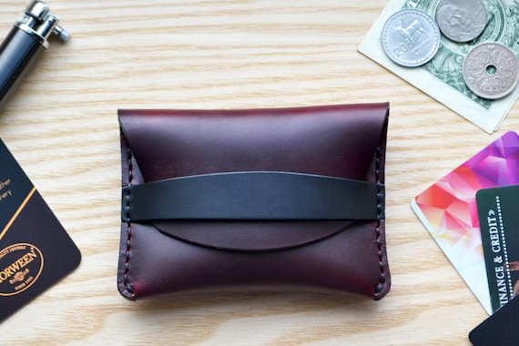 Flap Wallet in Burgundy Horween Horse Chromexcel Leather. Small
