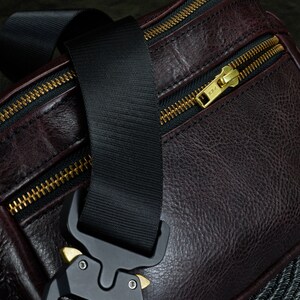 Burgundy Leather Crossbody Fanny Pack: Minimalist Bum Bag with YKK Zipper image 6