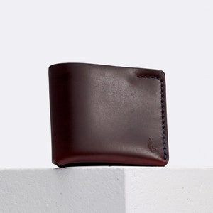 Cartera de piel Horween en Chromexcel burdeos / Billetera plegable para hombre, regalo para él / Cartera minimalista elaborada a partir de una sola pieza de piel Arpa imagen 3