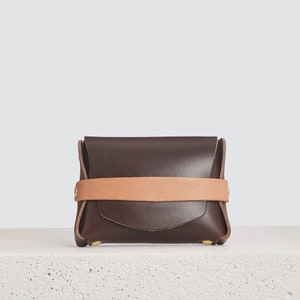Cartera de cuero Horween para cualquier cosa / Estuche/bolsa pequeña de cuero Chromexcel marrón, billetera de bolsillo frontal, billetera de cuero sin costuras/monedero, Era imagen 6