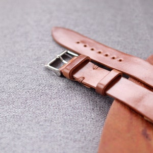 Shell Cordovan One Layer watch strap band in Whiskey Tan Horween leather / 100% handmade / 22 mm, 20 mm, 18 mm, 16 mm, 14 mm, 12 custom image 4