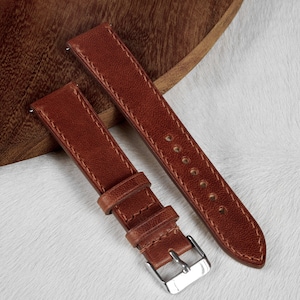 Horween Dublin English Tan leather watch strap band / 100% handmade from light brown leather / 24 mm, 22 mm, 20 mm, 18 mm custom sized