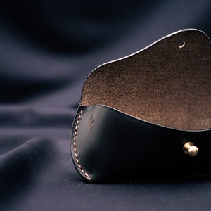 Horween Leather Glasses Case / Eyewear Sleeve / Sunglasses Cover in Chromexcel Black image 3