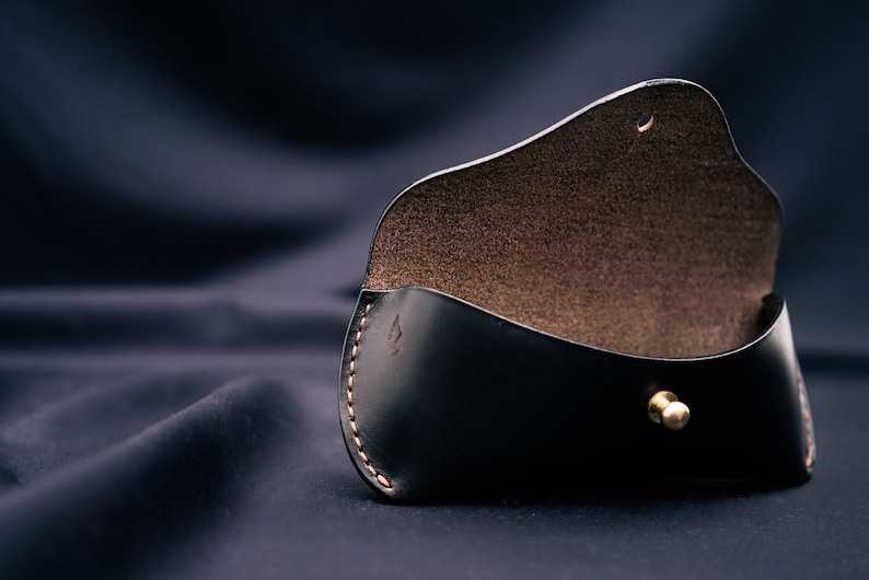 Horween Leather Glasses Case / Eyewear Sleeve / Sunglasses Cover in Chromexcel Black image 3