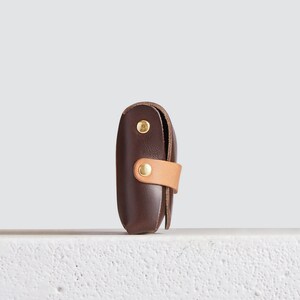 Cartera de cuero Horween para cualquier cosa / Estuche/bolsa pequeña de cuero Chromexcel marrón, billetera de bolsillo frontal, billetera de cuero sin costuras/monedero, Era imagen 8