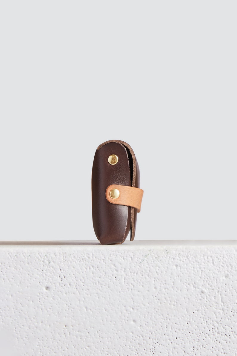 Cartera de cuero Horween para cualquier cosa / Estuche/bolsa pequeña de cuero Chromexcel marrón, billetera de bolsillo frontal, billetera de cuero sin costuras/monedero, Era imagen 8