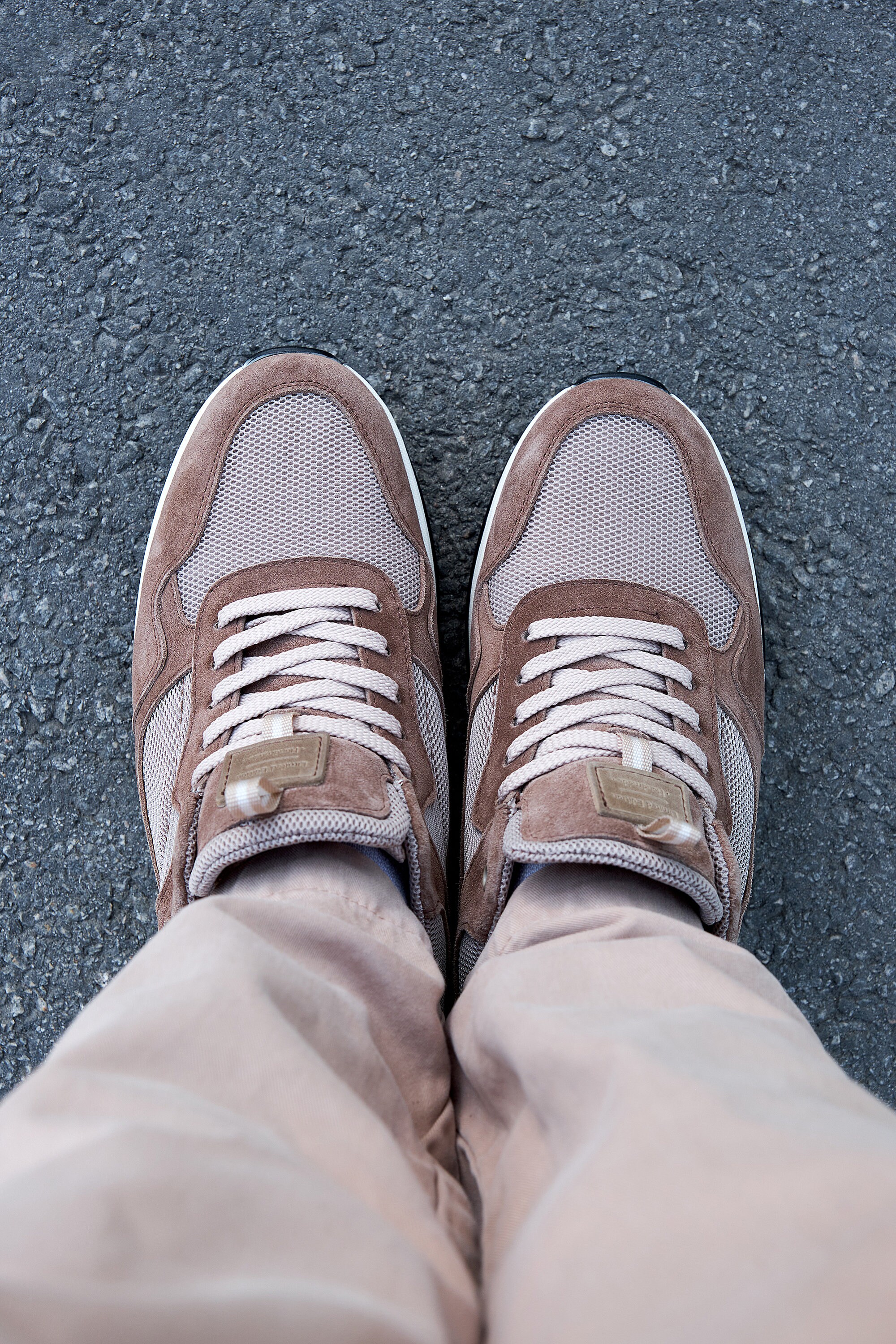 スニーカー AND BROWN LEATHER SNEAKERS Men's Leather Sneakers, Handmade, Light Brown Beige Suede
