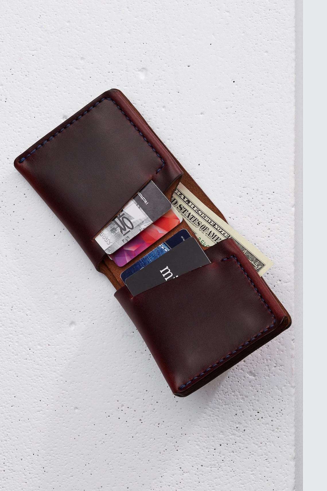 Horween leather Wallet in Burgundy Chromexcel / Men's Etsy