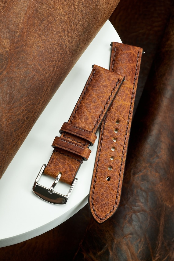 leather dress watch bands Casual Bison Horween Afrozeh