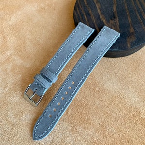Grey suede leather watch strap band / 100% handmade with vegetable tanned lining leather  / 24 mm, 22 mm, 20 mm, 18 mm custom sized
